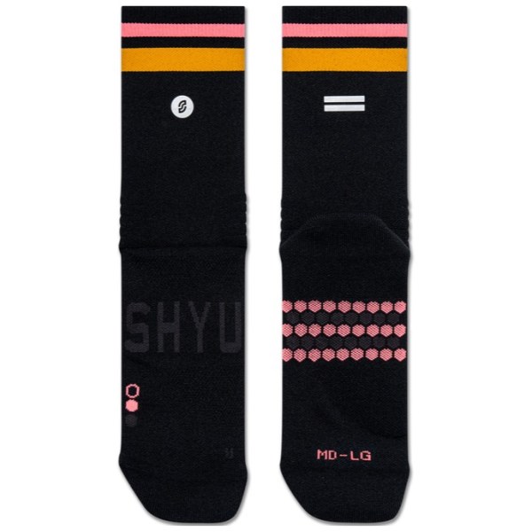 Shyu Half Crew Racing Socks - Black/Orange/Salmon