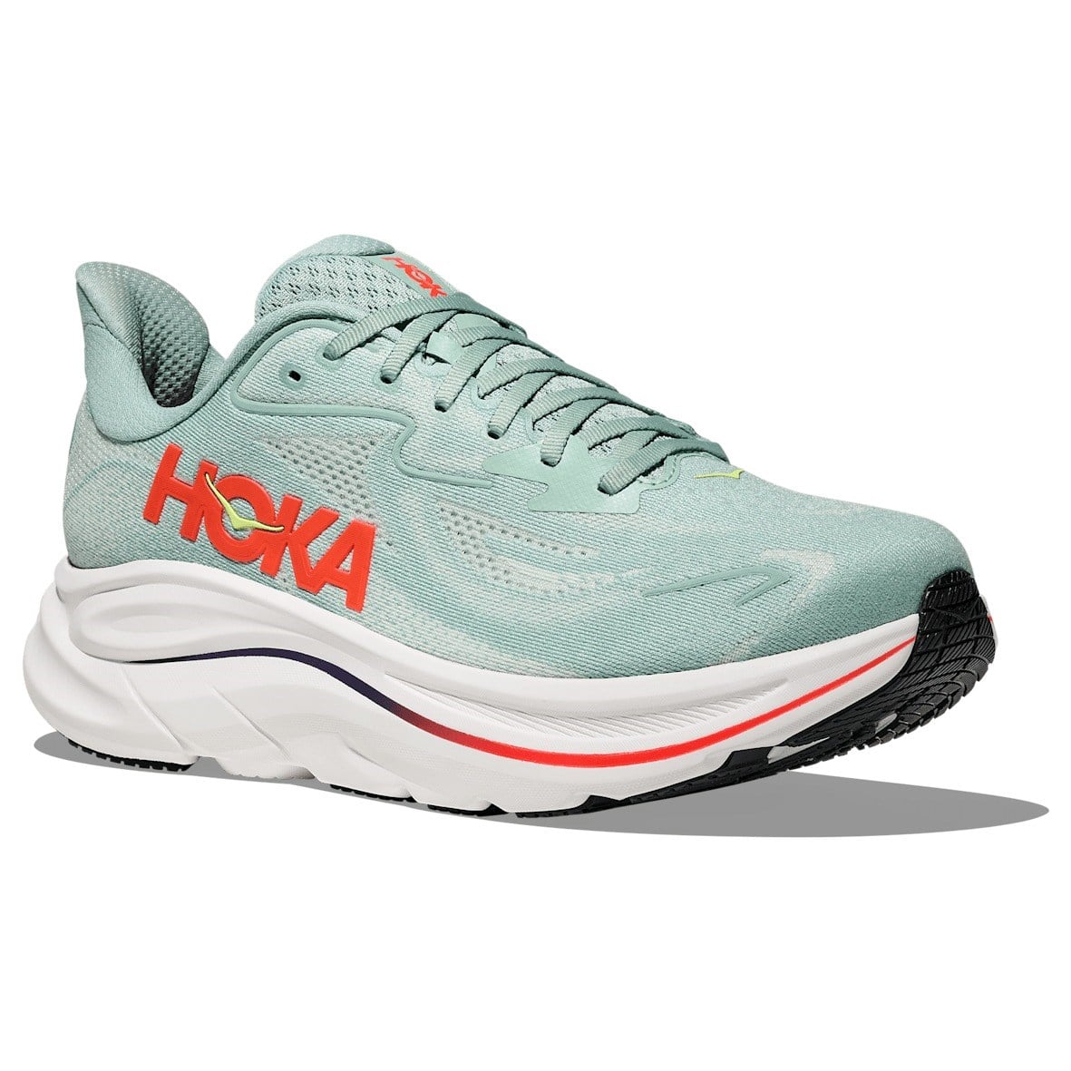Hoka Clifton 10 - Mens Running Shoes - Sage/Neon Flame