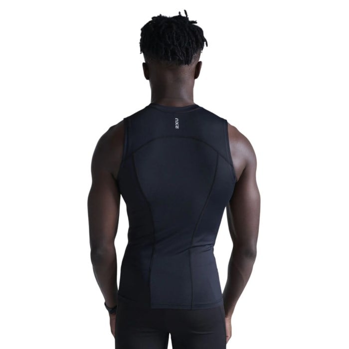 2XU Core Mens Compression Sleeveless Tank Top - Black/Silver