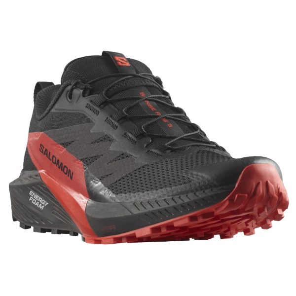 Salomon Sense Ride 5 - Mens Trail Running Shoes - Black/Fiery Red/Black