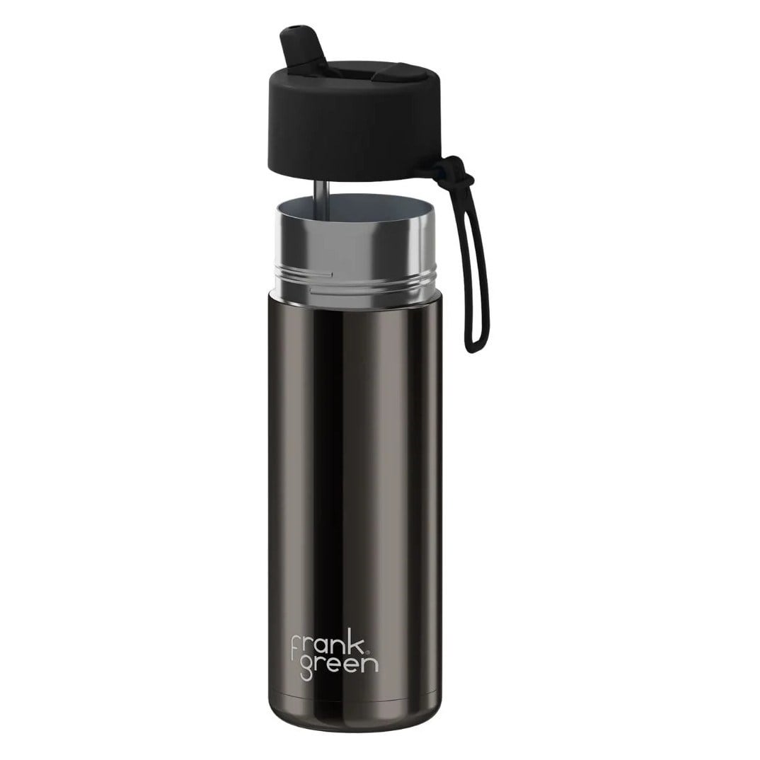 Frank Green Ceramic Reusable Bottle With Flip Straw Lid 20oz - Chrome Shadow/Midnight - image 2