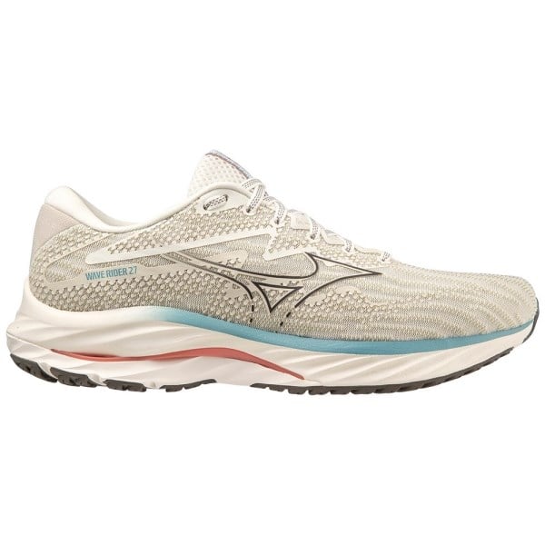 Mizuno Wave Rider 27 - Mens Running Shoes - Snow White/Granite Grey/ Adriatic Blue