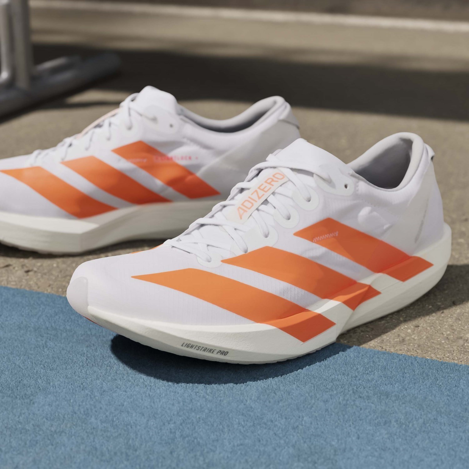 adidas Adizero Adios 9 - Mens Running Shoes - Cloud White/Lucid Orange/Lucid Red