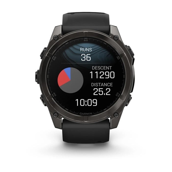Garmin Fenix 8 51mm AMOLED Sapphire Edition Titanium Watch - Carbon Grey DLC Titanium with - Carbon Grey DLC Titanium with Black/Pebble Grey Silicone Band - image 12