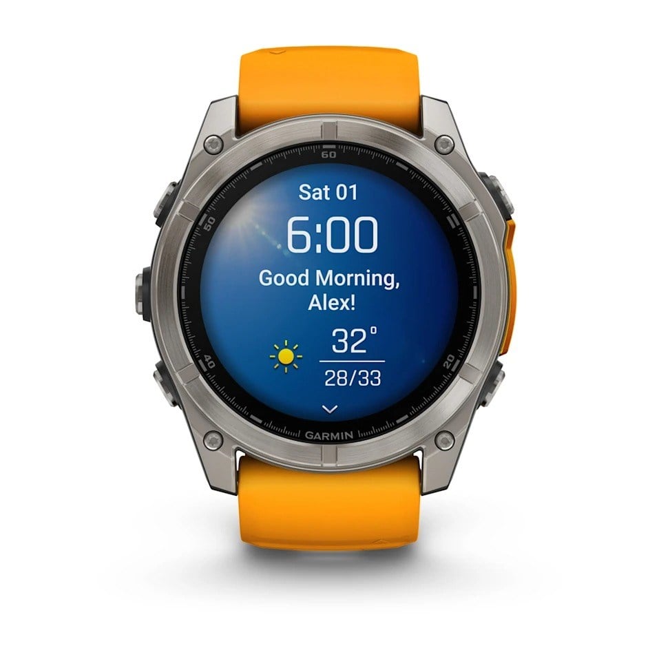 Garmin Fenix 8 51mm AMOLED Sapphire Edition Titanium Watch - Spark Orange with Graphite Silicone - Spark Orange with Graphite Silicone Band - image 2