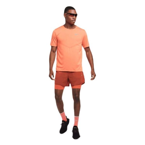 Nike Dri-Fit Rise 365 - Mens Running T-Shirt - LT Wild Mango/Reflective Silver