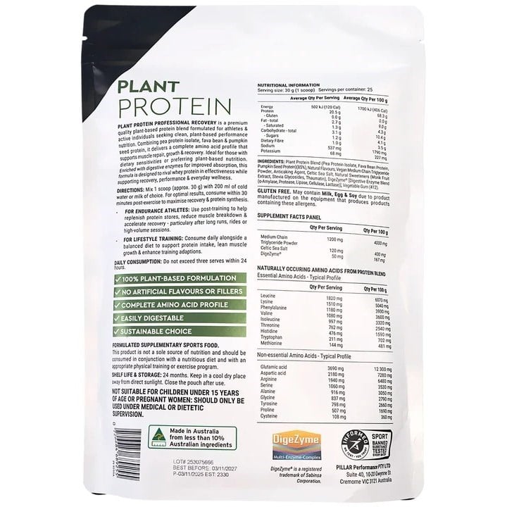 PILLAR Plant Protein Professional Recovery Pouch 750g