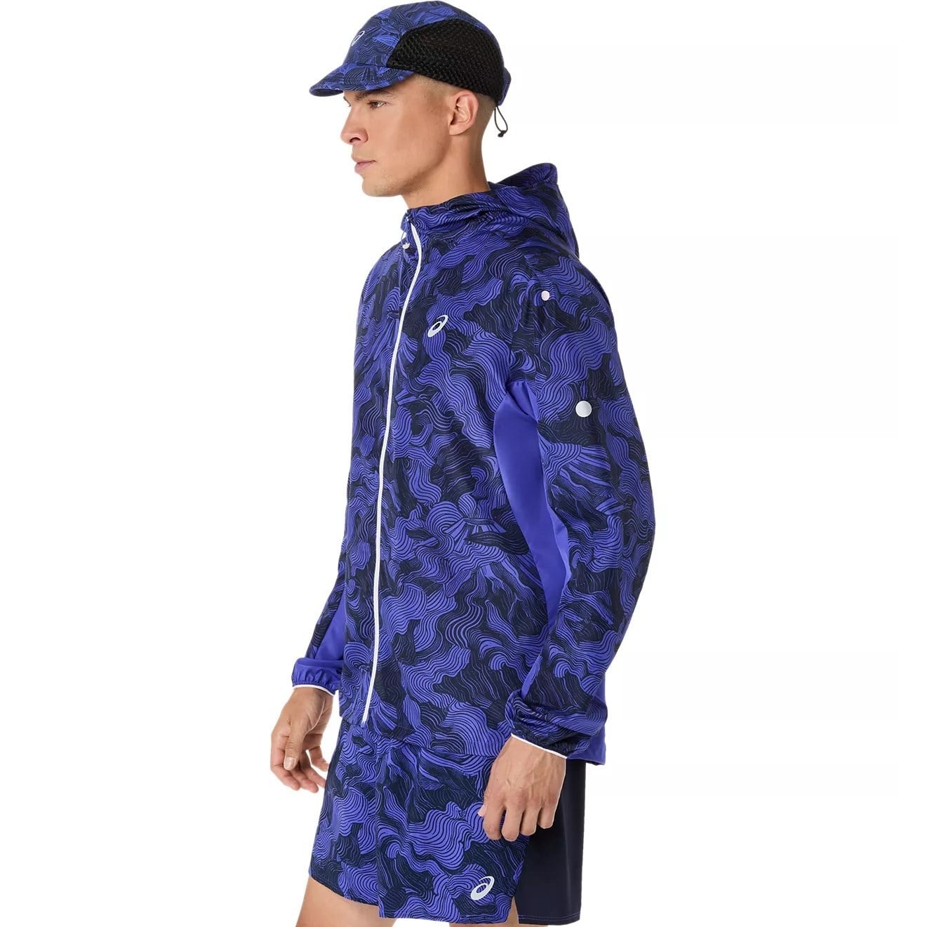 Asics FujiTrail Mens Packable Running Jacket - Cobalt Burst/Indigo Blue/Cream