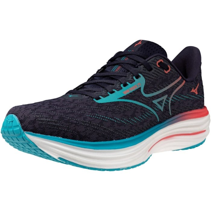 Mizuno Wave Rider 29 - Mens Running Shoes - Odyssey Grey/Capri Breeze/Calypse Coral