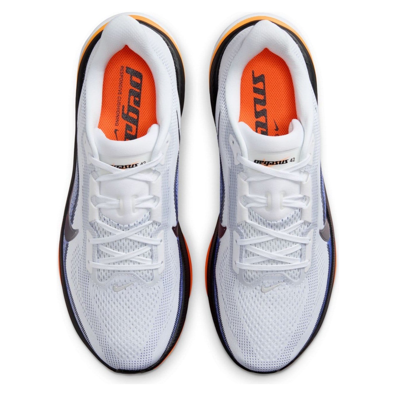 Nike Pegasus 42 - Mens Running Shoes - White/Metallic Silver/Lapis/Total Orange