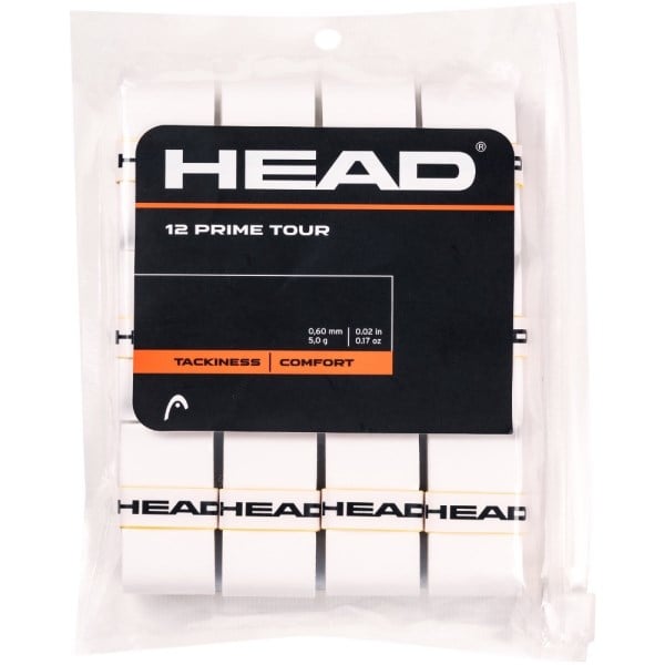 Head Prime Tour Tennis Overgrip - 12 Pack - White