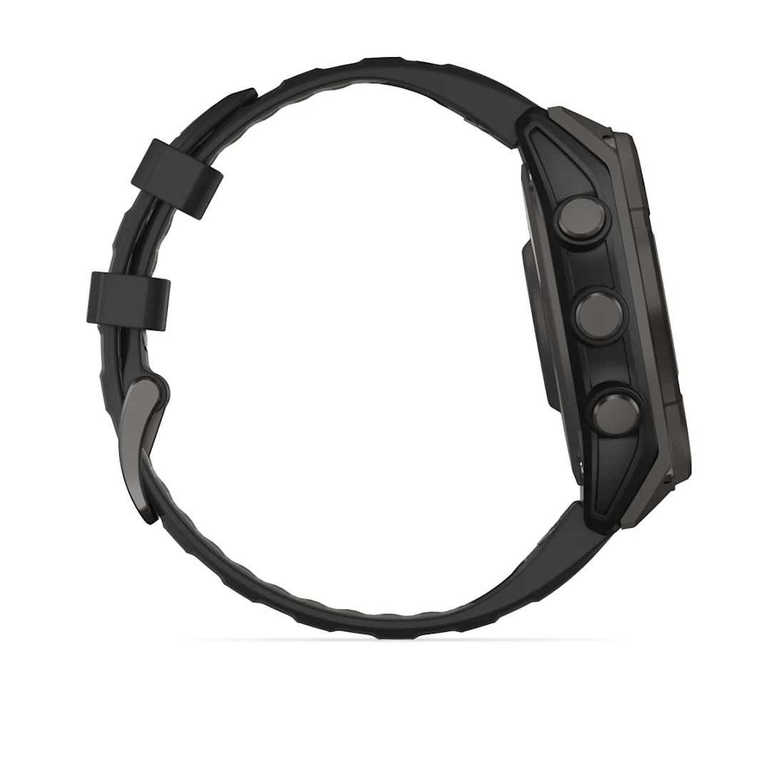 Garmin Fenix 8 Solar 47mm Sapphire Edition Titanium Watch - Black/Pebble Grey Silicone Band - image 4