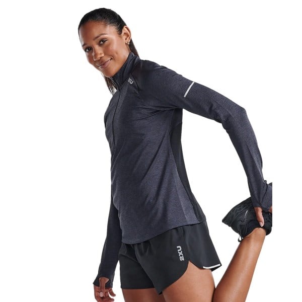 2XU Aero 1/2 Zip Womens Running Top - Black/Silver Reflective