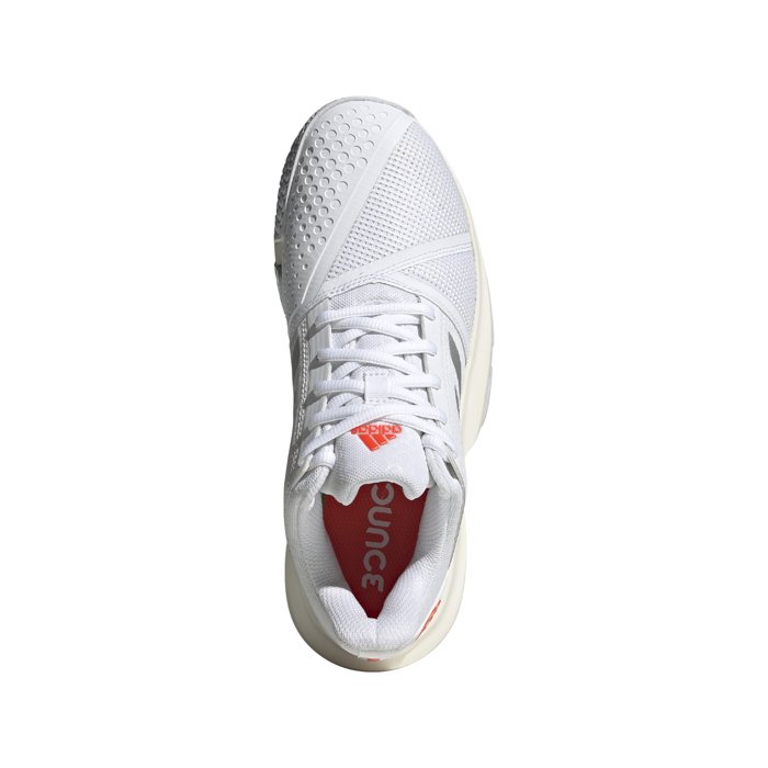 Adidas CourtJam Bounce - Womens Tennis Shoes - White/Silver Metallic/Solar Red