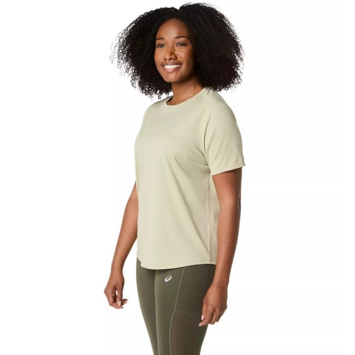 Asics Silver Short Sleeve Running T-Shirt - Womens Running Clothing - Khaki