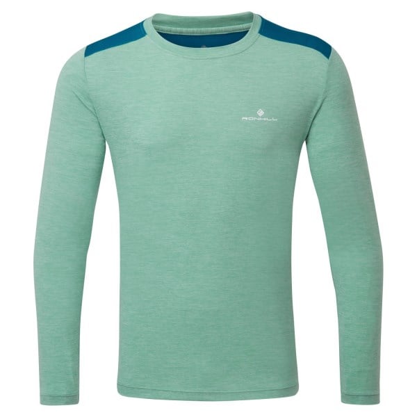 Ronhill Life Mens Long Sleeve Running Top - Willow Marl/Prussian Blue