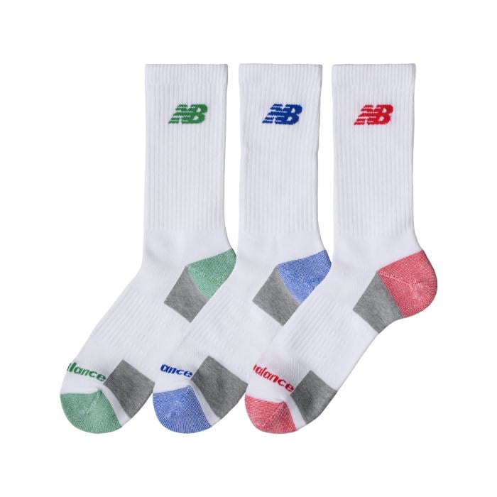 New Balance Performance Cushioned Crew Socks - 3 Pack - Asst1col