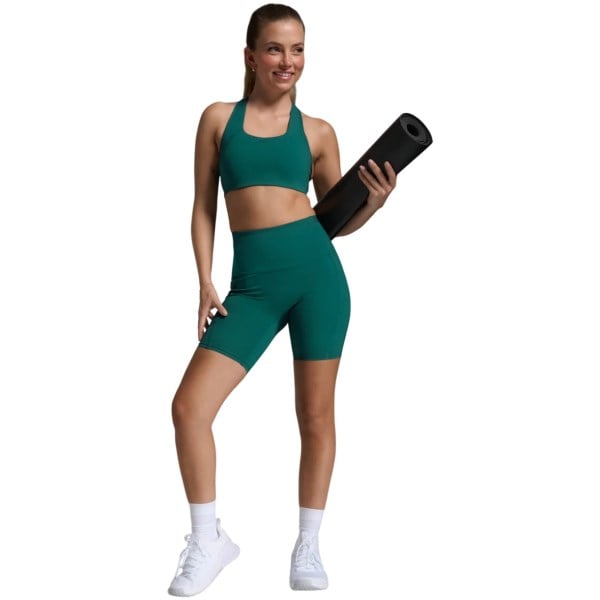 2XU Form Stash Hi-Rise Womens Compression Bike Shorts - Dark Moss/Dark Moss