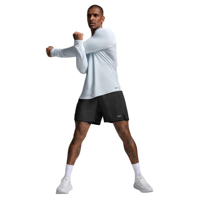 2XU Mens Aero Long Sleeve Top - Moonstone/Black Reflective