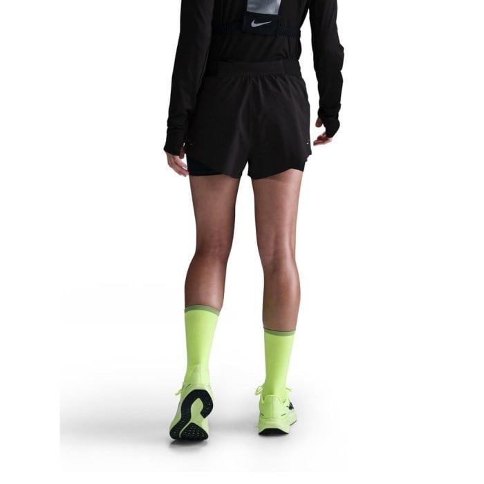 Nike Swift Mid-Rise Womens 2-In-1 Running Shorts - Black/Reflective Silver