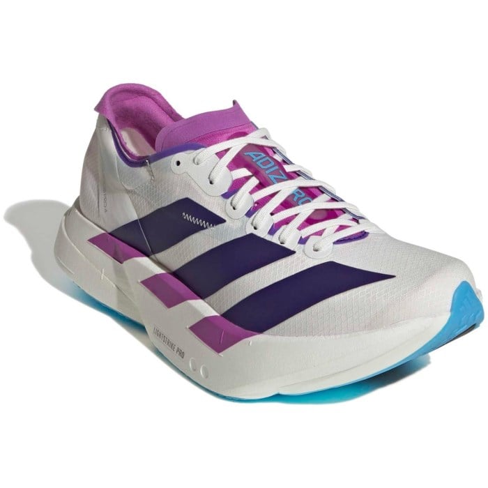 adidas Adizero Adios Pro 4 - Womens Racing Shoes - Core White/Collegiate Purple/Blue Burst
