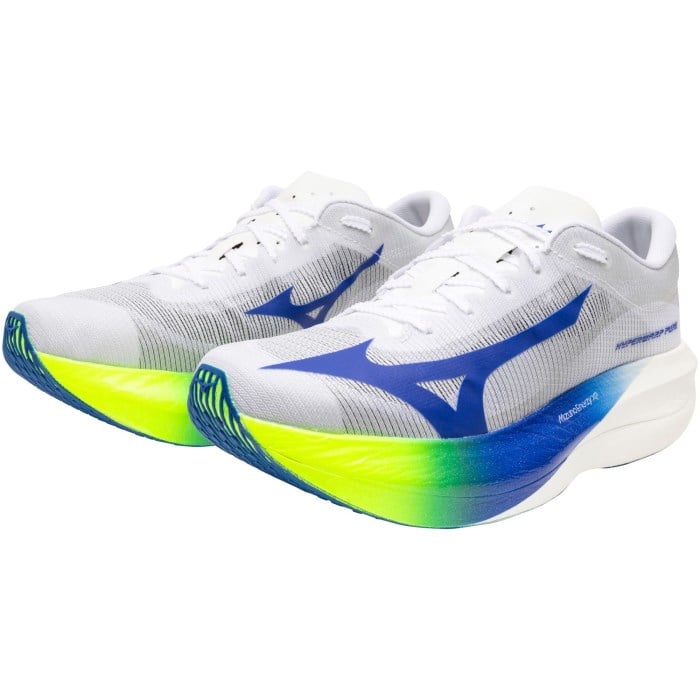 Mizuno Hyperwarp Pure - Unisex Racing Shoes - White/Lightning Yellow/Dazzling Blue