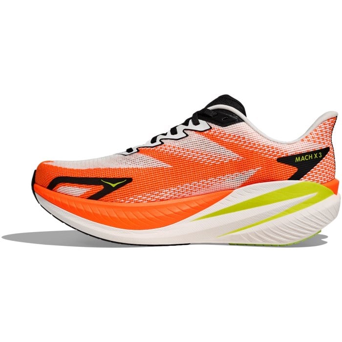 Hoka Mach X 3 - Mens Running Shoes - White/Neon Tangerine