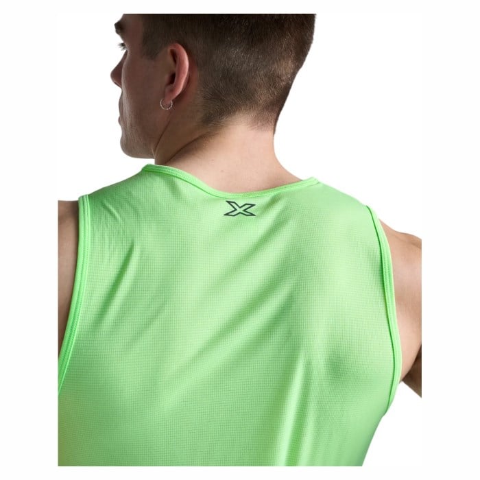 2XU Aero Mesh Mens Running Tank Top - Lime Zest/Black Reflective - image 6