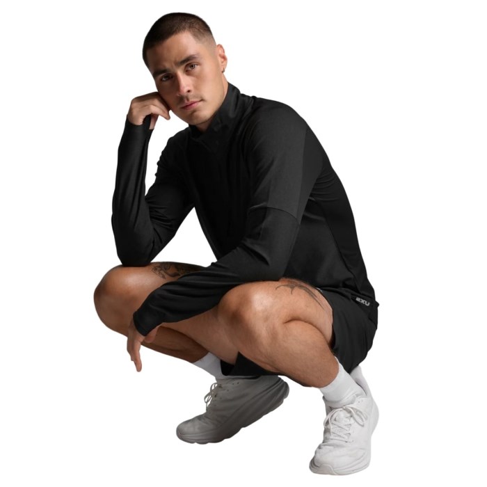 2XU Aero 1/2 Zip Mens Long Sleeve Top - Black/Silver Reflective