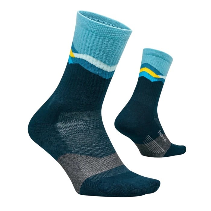 Feetures Trail Max Cushion Mini Crew Running Socks - Mountain High Blue