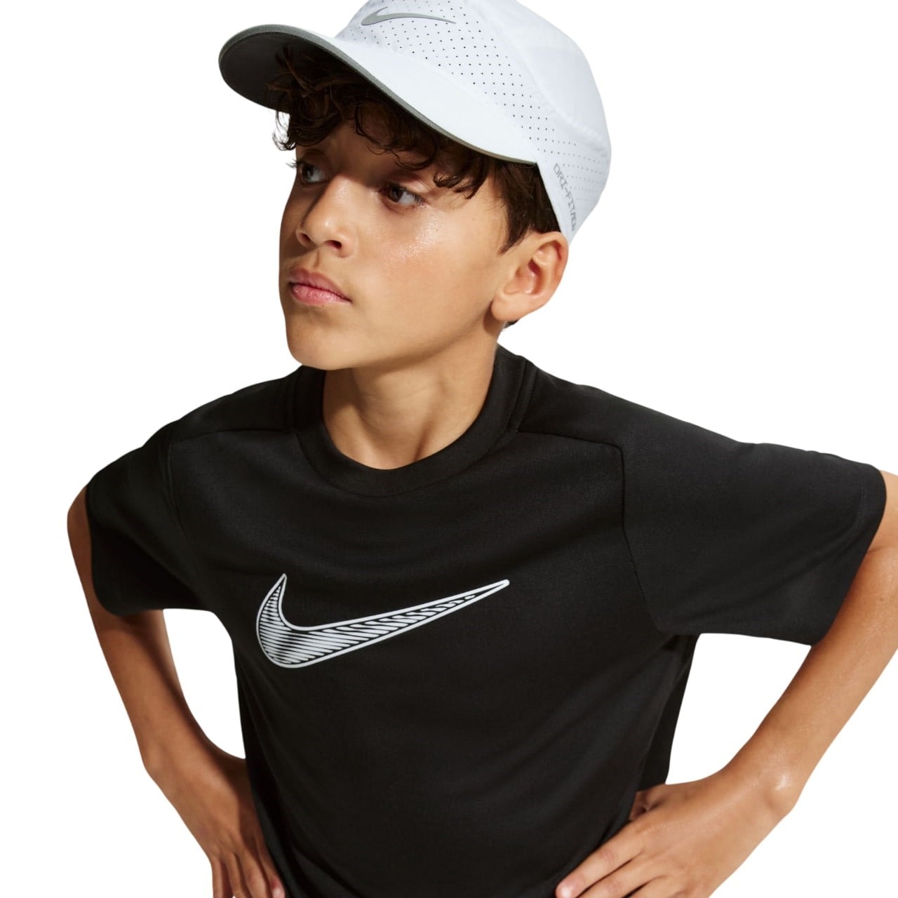 Nike Multi Dri-FIT Boys Short Sleeve Top - Black/White