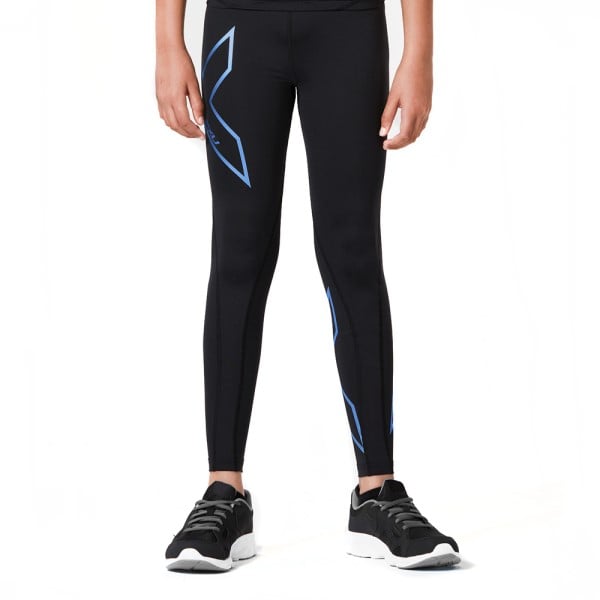 2XU Kids Girls Compression Long Tights - Black/Blue
