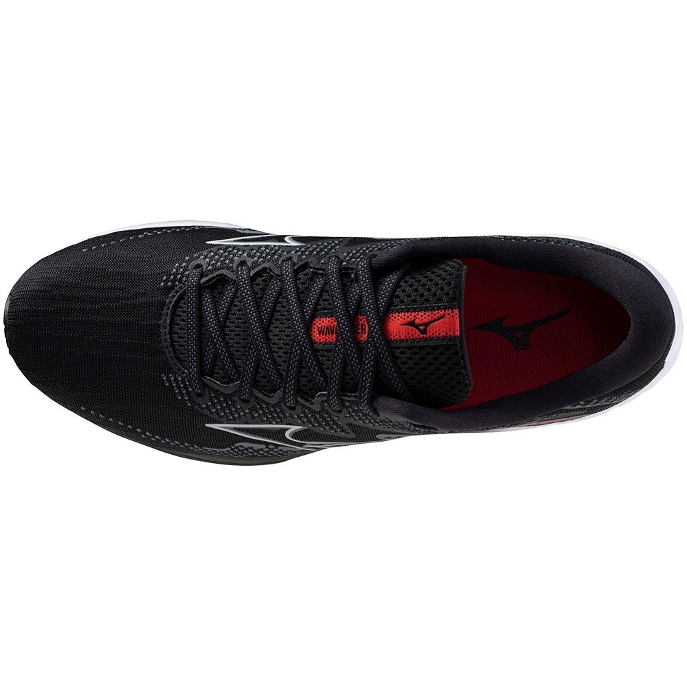 Mizuno Wave Rider 27 - Mens Running Shoes - Black/Nickel/Cayenne