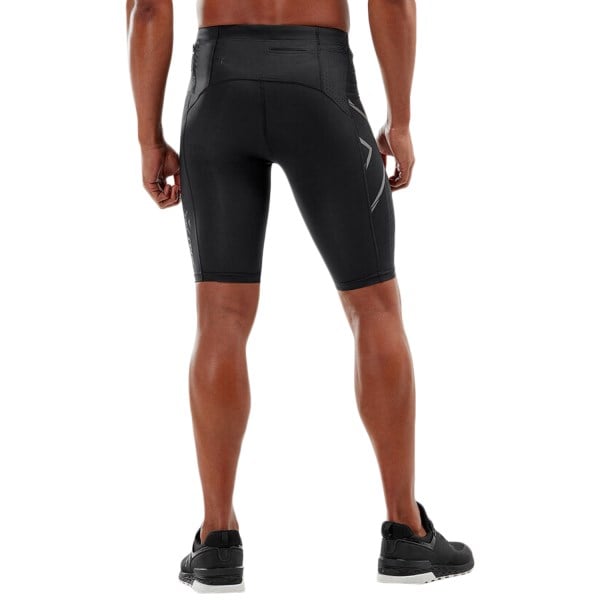 2XU Light Speed Mens Compression Shorts With Back Storage - Black/Black Reflective