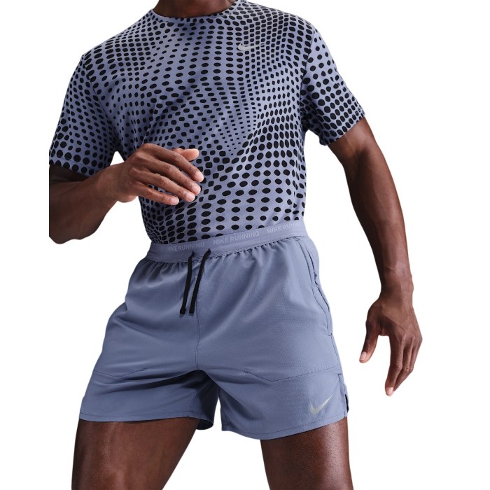 Nike Dri-Fit Stride 5 Inch Brief-Lined Mens Running Shorts - World Indigo/Black/Reflective Silver