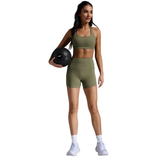 2XU Form Soft Touch Hi-Rise Womens 4 Inch Compression Shorts - Hunter Green/Hunter Green