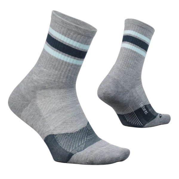 Feetures Trail Max Cushion Mini Crew Running Socks - Trail Blaze Grey