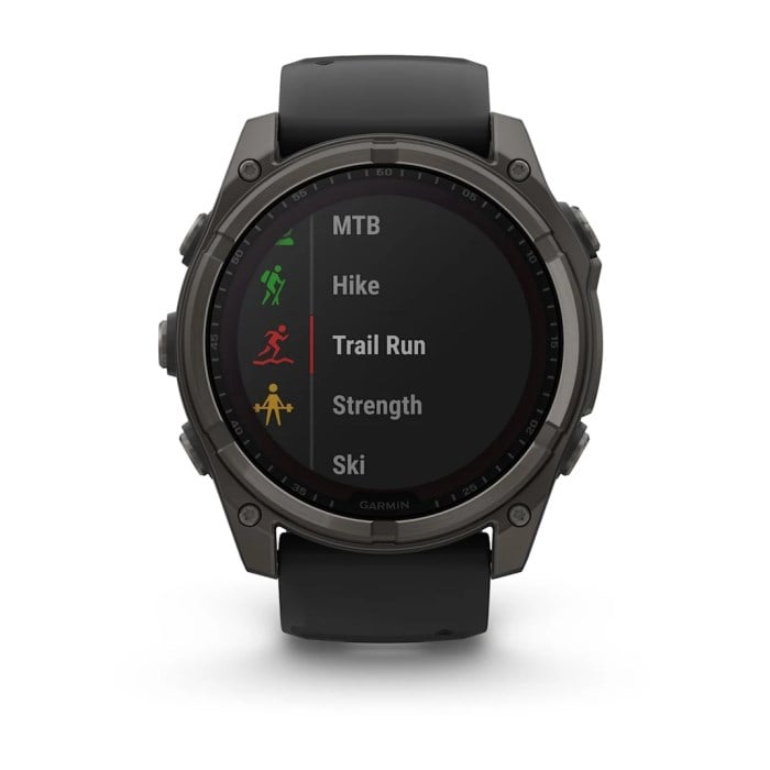 Garmin Fenix 8 Solar 51mm Sapphire Edition Titanium Watch - Carbon Grey Titanium with Black/Pebble - Carbon Grey Titanium with Black/Pebble Grey Silicone Band - image 11
