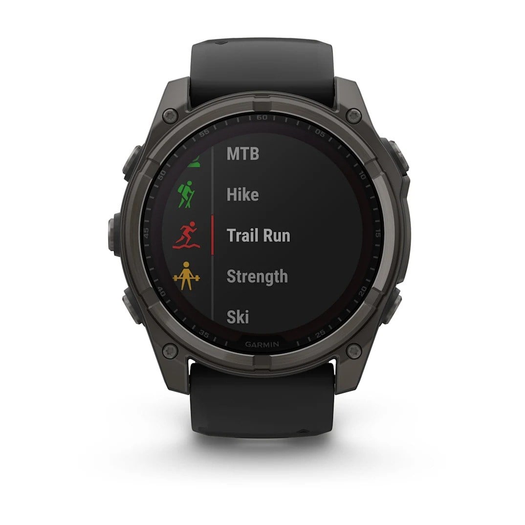 Garmin Fenix 8 Solar 51mm Sapphire Edition Titanium Watch - Carbon Grey Titanium with Black/Pebble - Carbon Grey Titanium with Black/Pebble Grey Silicone Band - image 11