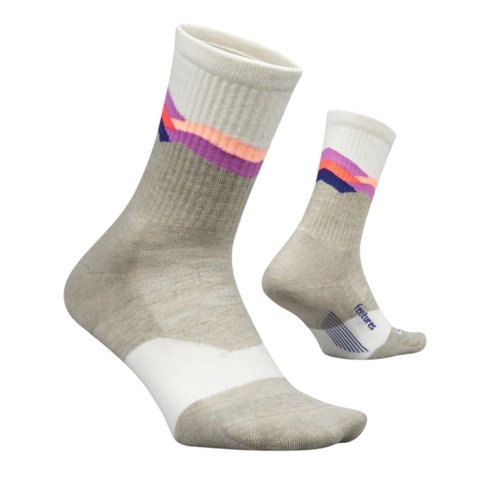 Feetures Trail Max Cushion Mini Crew Running Socks - Mountain High Cream