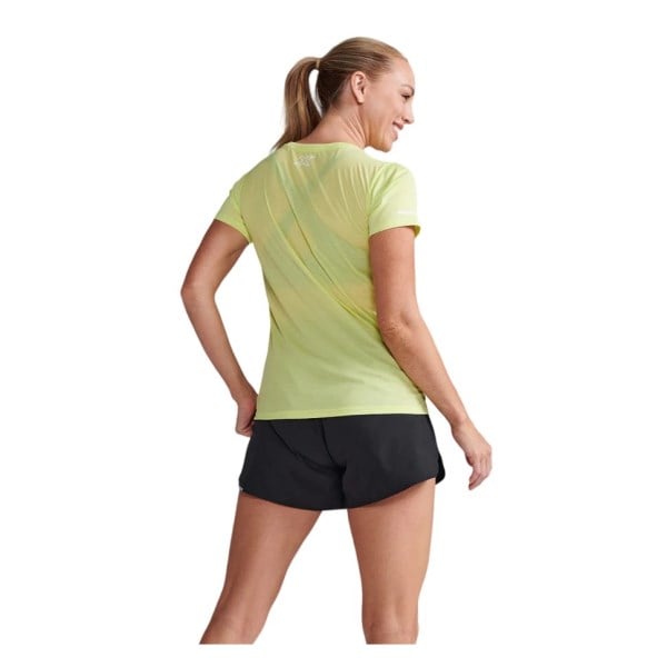 2XU Aero Womens Running T-Shirt - Limelight/White Reflective