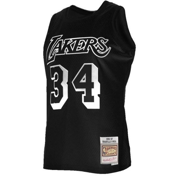 Mitchell & Ness LA Lakers Shaquille O'Neal White Logo Swingman Mens Basketball Jersey - Black