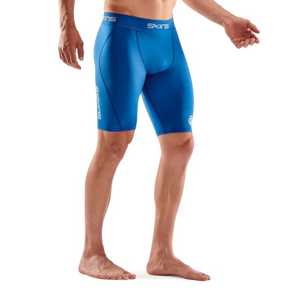 Skins Series-1 Mens Compression Half Tights - Bright Blue