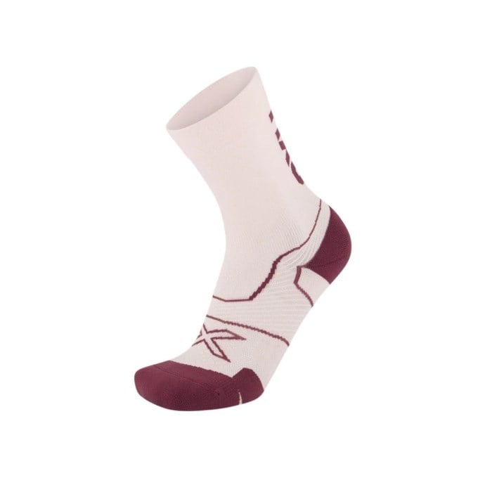 2XU Vectr Cushion Crew - Unisex Running Socks - Pink Frost/Sangria