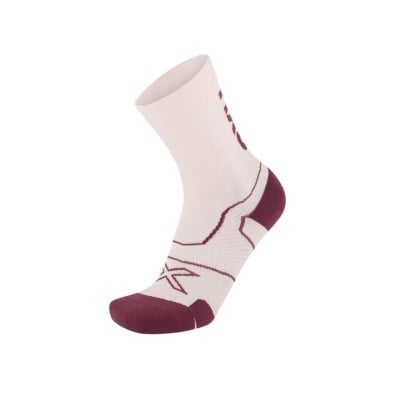 2XU Vectr Cushion Crew - Unisex Running Socks - Pink Frost/Sangria