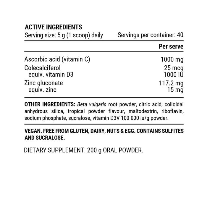 PILLAR Ultra Immune C Training Advantage Tropical Powder - 200g Pouch