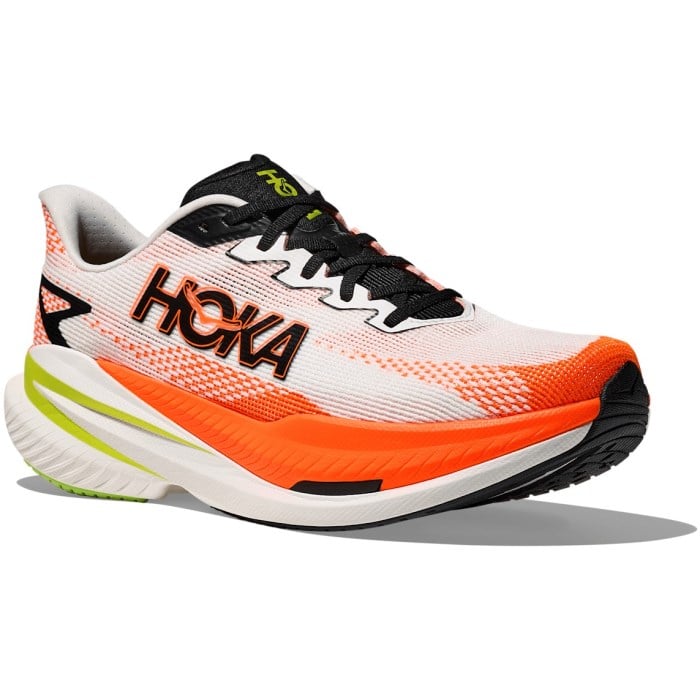 Hoka Mach X 3 - Mens Running Shoes - White/Neon Tangerine
