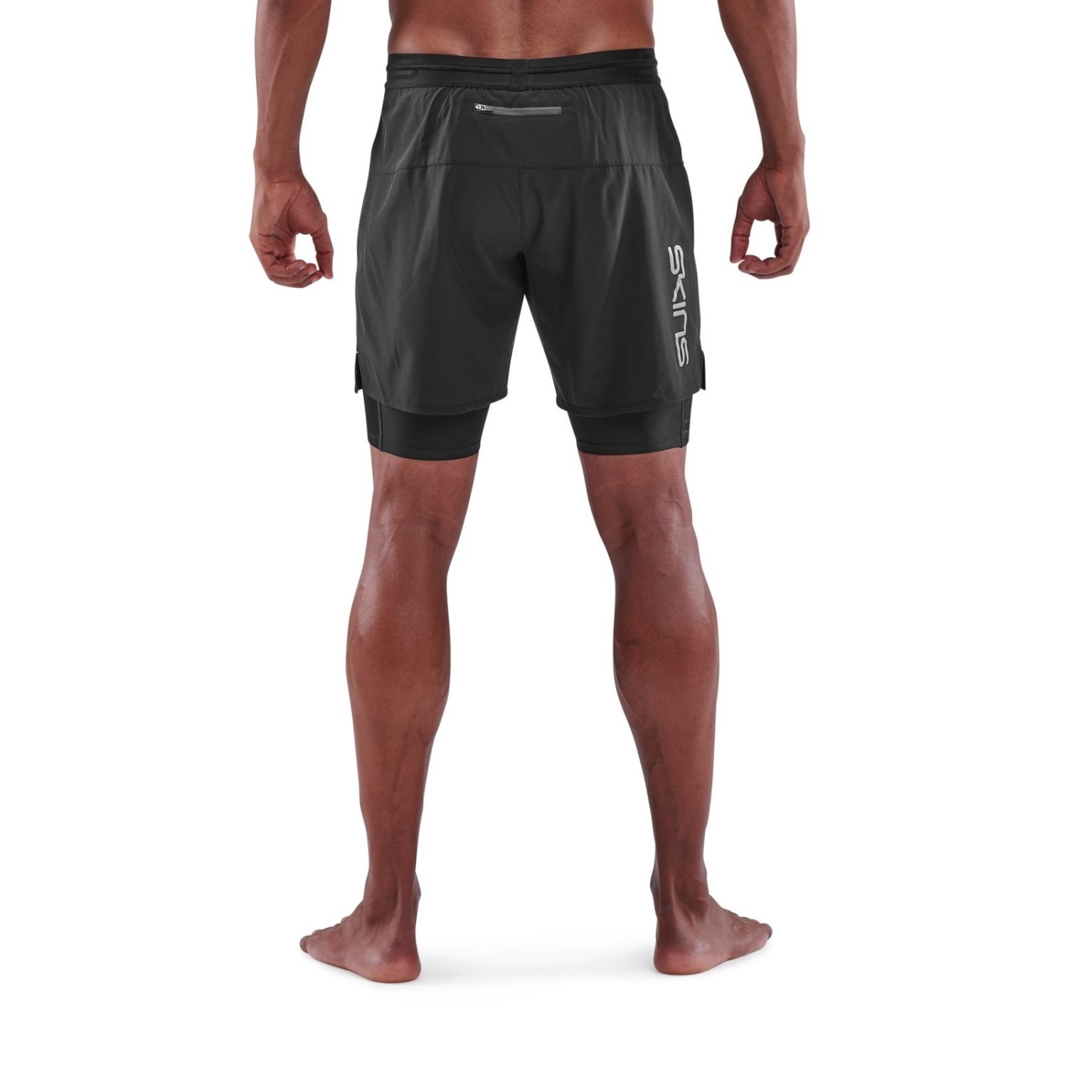 Skins Series-3 Superpose 2-In-1 Mens Compression Half Tights - Black