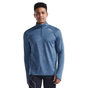 2XU Ignition 1/4 Zip Mens Long Sleeve Running Top - Stormy/Silver Reflective