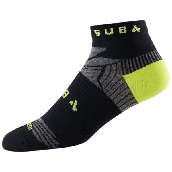 Sub4 Blister Free DryLyte Mid Rise Running Socks - Black/Fluoro